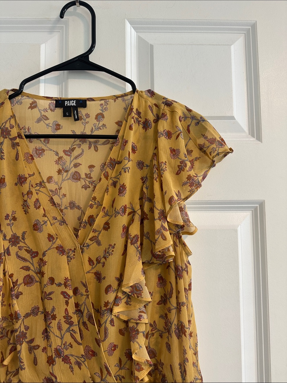 NWOT Paige Trista Silk Blouse in Tumeric Floral size S - Picture 9 of 12